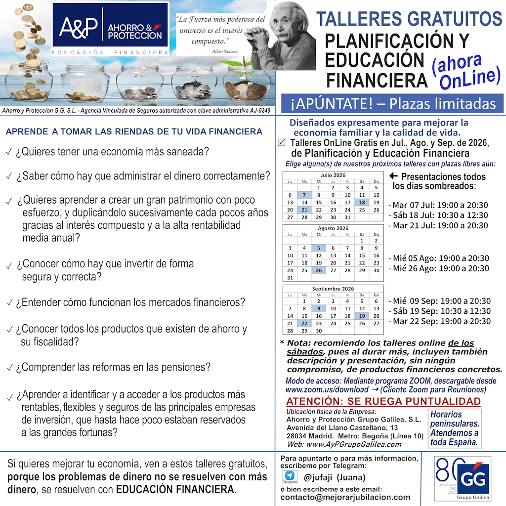 Mejorar Jubilación – Talleres Gratuitos de Educación Financiera – Julio, Agosto y Septiembre de 2026